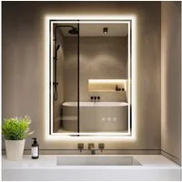 GIMBELEN Badspiegel Badezimmerspiegel mit LED-Beleuchtung, Touchschalter, IP44-Schutz (1-St), 50x70 cm, 3 Lichtfarben, dimmbar, Anti-beschlag