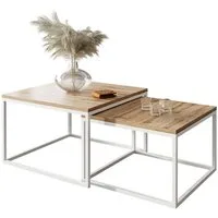 Lookway Couchtisch Yoshi 2in1 mit Tischplatte in natürlicher Holzfarbe (2er-Set), Breite: 70 cm und 60 cm
