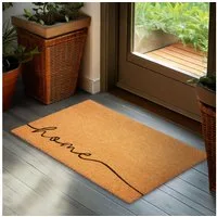 BRUBAKER Fußmatte Home - 45 x 75 cm Schmutzfangmatte für dein Zuhause - Braun, Rechteckig, Höhe: 16 mm, Fußmatte für Außen und Innen aus Kokos - Wetterfest und Rutschfest