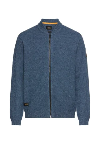 camel active - Strickjacke mit Bomberkragen tinted blue - Gr. - 3XL