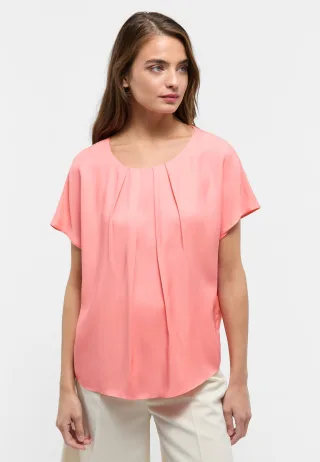 ETERNA - Viscose Shirt Bluse Viskose Kurzarm koralle - Gr. - 38/Kurzarm