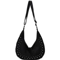 ITALYSHOP24 Schultertasche Damen Tasche MOON Halbmond Cross Over Body Bag Umhängetasche Suedette, Tragekomfort Hüft Brust Bauch Gürtel Rücken Slingtasche Wildlederoptik