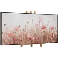 YS-Art Gemälde April, Blumen, Mohnblumen Rosa Flieder Leinwand