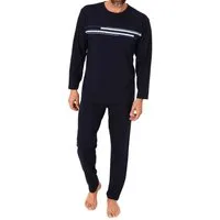 Normann Pyjama Normann Herren langarm Schlafanzug mit Frontprint in zeitloser Optik