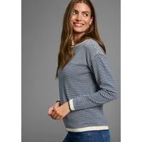 Laura Scott Rundhalspullover Feinstrickpullover aus Strukturstrick mit Streifen