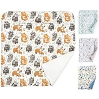 BABEES Wickelauflage 75x75 cm Baby Wickelunterlage Wickeltischauflage 100% Baumwolle, mit wasserdichter Unterseite, Abwaschbar Wickelmatte Regenbogen