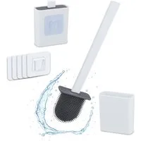 relaxdays WC-Garnitur Toilettenbürste zur Wandmontage, (1-tlg), weiß