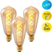 näve LED-Leuchtmittel Dilly, E27, 3 St., Warmweiß, Retro Leuchtmittel Filament
