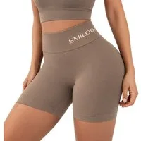 Smilodox Shorts Azura, Seamless Booty Scrunch Radlerhose mit Schriftzug Yoga & Gym Push Up High Waist Hotpants Blickdicht Shaped Fit Fitness Alltag