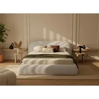 thematys Polsterbett mit Bettkasten, CLOUD 140x200 160x200 180x200 200x200cm (Kopfteil im Oversize-Look und Stauraum – weich, modern und pflegeleicht), Inklusive Lattenrost), hochwertiger Davis-Stoff in Grafit, Grau, Weiß, Beige und Kreme