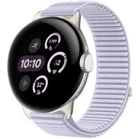 Wigento Smartwatch-Armband Für Google Pixel Watch 4 / 3 / 2 / 1 41mm Nylon Armband Klett Lila, Klettverschluss, Metallanschluss