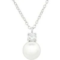 ALEXANDER YORK Kette mit Anhänger ZIRKONIA MIT PERLE, 2-tlg., 925 Sterling Silber