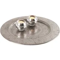 Marrakesch Orient & Mediterran Interior Dekotablett Orientalisches Serviertablett Manar modern aus Metall in Silber 35 cm (1 St), Handarbeit