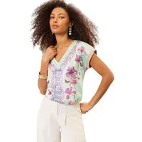 Love & Roses V-Shirt Love & Roses T-Shirt mit Satin-Front, Regular (1-tlg)