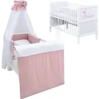 Baby-Delux Komplettbett Babybett Natalie Princess Komplettset, 10-tlg., Kinderbett 70x140 cm weiß, Bettset verschiedene Designs