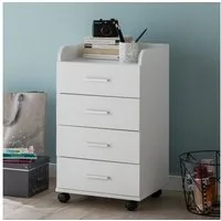 FINEBUY Rollcontainer 70,5 cm Standcontainer Bürocontainer mit Rollen Modern SuVa13589_1, (Schreibtischcontainer 40x70,5x33 cm Weiß), Rollschrank 4 Schubladen, Bürocontainer mit Rollen