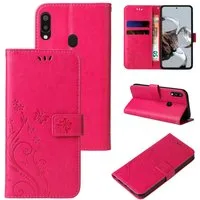 Tec-Expert Handyhülle Cover Tasche Hülle für Samsung Galaxy A20e 5,8 Zoll, Klapphülle Case mit Kartenfach Fliphülle aufstellbar, Motiv Blumen