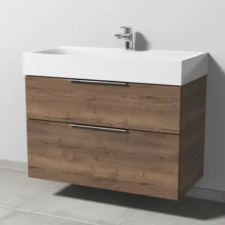 Sanipa 3way Waschtischunterbau zu Kaldewei Silenio Waschtisch mit 2 Auszügen, Eiche-Tabak UM45650