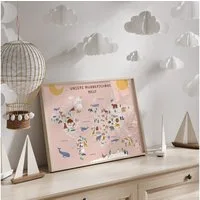 MeinBaby123® Poster Lernposter, Bilder Kinderzimmer Deko, Buchstaben, Alphabet, Zahlen, Mathe, Formen