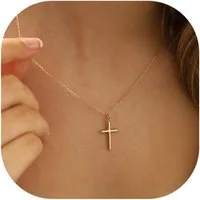 LuxusKollektion Kreuzkette Kreuz Kette Damen 14K Gold Vergoldet