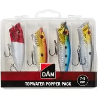 DAM Fishing Kunstköder DAM Topwater Popper Pack + Box 7-9cm - 4 Oberflächenköder