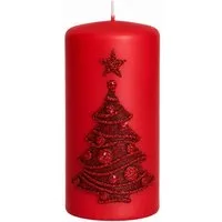 Kopschitz Kerzen Adventskerze Albero Flachkopfstumpen 12x6 cm, (Farbe: Rot), 4 Stück