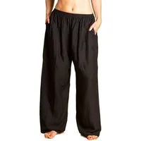 PANASIAM Stoffhose leichte Sommerhose Damen - weite Palazzohose 100% Viskose mit Taschen und Gummibund - Haremshose Unisex - Relaxhose für Urlaub und Alltag