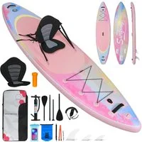 Puluomis Inflatable SUP-Board Set aufblasbar mit Halter, Sitz und Fußband, MB. bis 150Kg, 335/320cm, Surfbrett Paddling Paddelboard