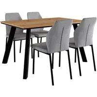 OTTO home Essgruppe Genf Tischgruppe, Esstisch plus 4 Stühle, (Set, 5-tlg., Otto's DAUERTIEFPREIS), Küchentisch, 4 Stühle, moderne Tischplatte in eiche/schwarz