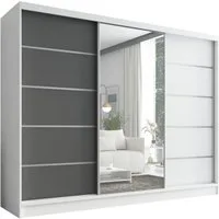 A&J MöbelLand GmbH Schiebetürenschrank AURELIA 1 mit 3 Schubladen und Spiegel (TOP ANGEBOT! Geräumiger Schrank mit einer Breite von 200 cm und Spiegel, ideal zur Aufbewahrung von Kleidung und Accessoires. 3 Schubladen und viel Stauraum. TOP PRODUKT! 