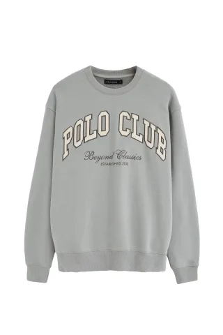 Sweatshirt grau im Loose Fit mit Polo Club Logo