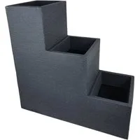 sesua Blumentopf Kubus Treppentopf 59x60x27cm anthrazit Kunststoff Pflanztreppe