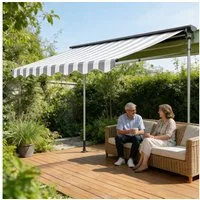 Ferghana Klemmmarkise Klemmmarkise Ohne Bohren, Balkonmarkise Höhenverstellbar (Sonnenschutz Wasserdicht UV-beständig, Sonnenmarkise für Terrasse Balkon Garten) Sichtschutz Markise