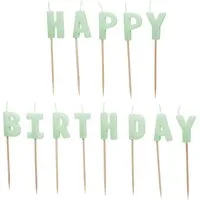 partydeco Geburtstagskerze, Geburtstagskerzen Happy Birthday 2,5cm Grün