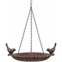esschert design Vogeltränke Vogeltränke hängend, aus Gusseisen und Eisen, mit 2 Vögeln, Hängend