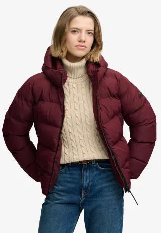 Superdry - Kapuzen-Sportpufferjacke portweinrot - Gr. - 10