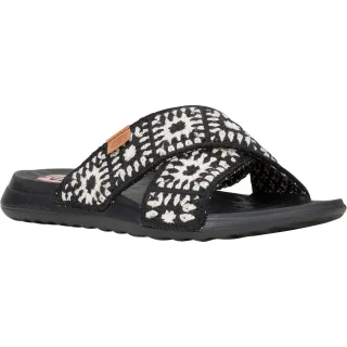 HEYDUDE Christi Slide Cottage Häkelbaumwolle Damen Schwarz/Weiß Sandalen