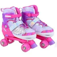 COSTWAY Rollschuhe, Verstellbar Kinderrollschuhe mit 4 leuchtenden Rädern