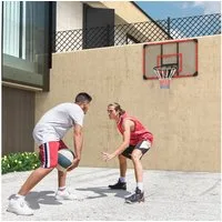 SPORTNOW Basketballständer Wand-Basketballkorb mit Spezialkorb (Basketballkorb, 1-St., Basketballbrett mit Korb), für Outdoor, Stahl, 113 x 61 x 73 cm, Rot