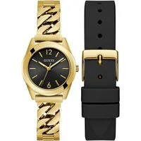 Guess Quarzuhr SERENA GW0845L2, (Set, 2-tlg., mit Wechselarmband aus Silikon), Armbanduhr, Damenuhr, Edelstahlarmband, ideal auch als Geschenk