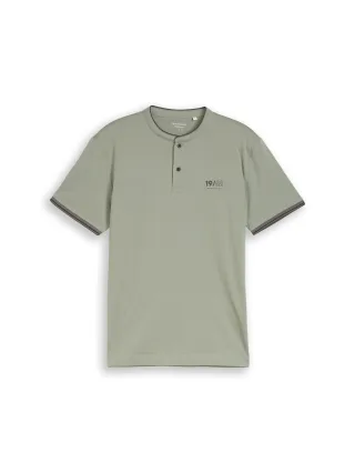 Tom Tailor - Poloshirt mit Stehkragen greyish shadow olive - Gr. - M