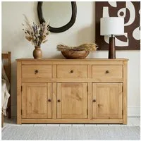 CARO-Möbel Sideboard CANCUN, Kommode aus Kiefer Massivholz 3 Türen & Schubladen Wohnzimmer, Flur