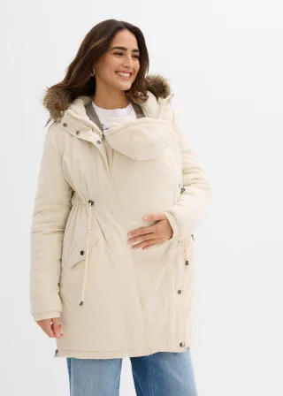 bonprix 3-in-1 Umstandsparka mit Trageeinsatz, beige, Gr.50, Mittelwarm wattierter Umstandsparka für die Schwangerschaft und danach