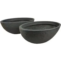 sesua Pflanzschale Pflanzschale oval grau Pflanztopf Steinoptik Kunststoff 60cm (2 St)
