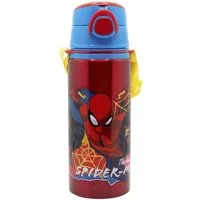 Spiderman Trinkflasche Aluminium Trinkflasche 730 ml mit Strohhalm & Tragegurt