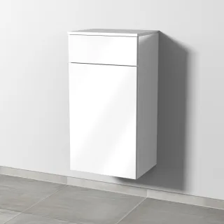 Sanipa 3way Mittelschrank mit 1 Auszug und 1 Wäschekorbklappe, Weiß-Glanz, SF15478 SF15478