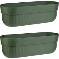 Engelland Blumenkasten mit Wasserspeicher/Drainagesystem und Abstandshalter (Vorteils-Set, 2 St), Blumentopf, 50 cm, PP-Kunststoff, Balkonkasten, länglich, formstabil