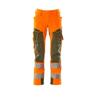 MASCOT Herren Hose mit Knietaschen ACCELERATE SAFE Hi-vis Orange / Moosgrün 45 - 19079-511-1433-82C45