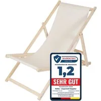 Melko Gartenliege Klappbarer Liegestuhl aus Holz mit Stoffbezug, Rückenlehne verstellbar, Liegestuhl, 1 St., Set bestehend aus 1 klappbaren Liegestuhl mit Stoffbezug, Klappbarer Strandstuhl aus Holz dreistufig verstellbarer Rückenlehne