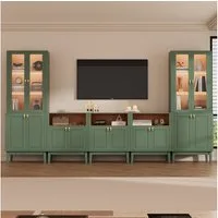 VOWNER TV-Board Set mit Glastüren, LED Fernsehschrank multifunktional (5 St), 5PSC Version: 180cm für TV bis 75 Zoll, Maße 300 x 180 x 40 cm